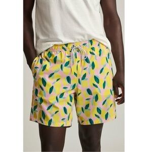 Bonobos Riviera Swim Trunks Board Shorts Painted Lemons Pockets Size Large‎